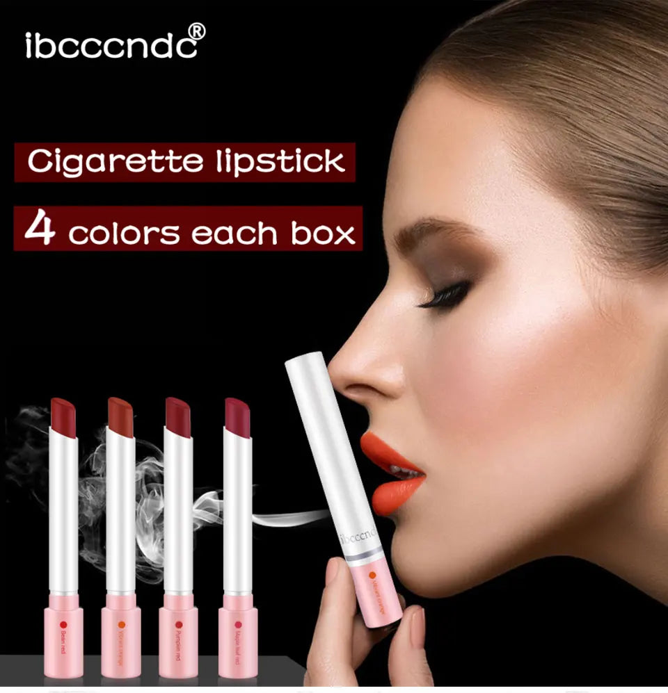 4 pcs/set Cigarette Lipstick Set Long Lasting Lip Glaze Matte Lip Gloss Waterproof.