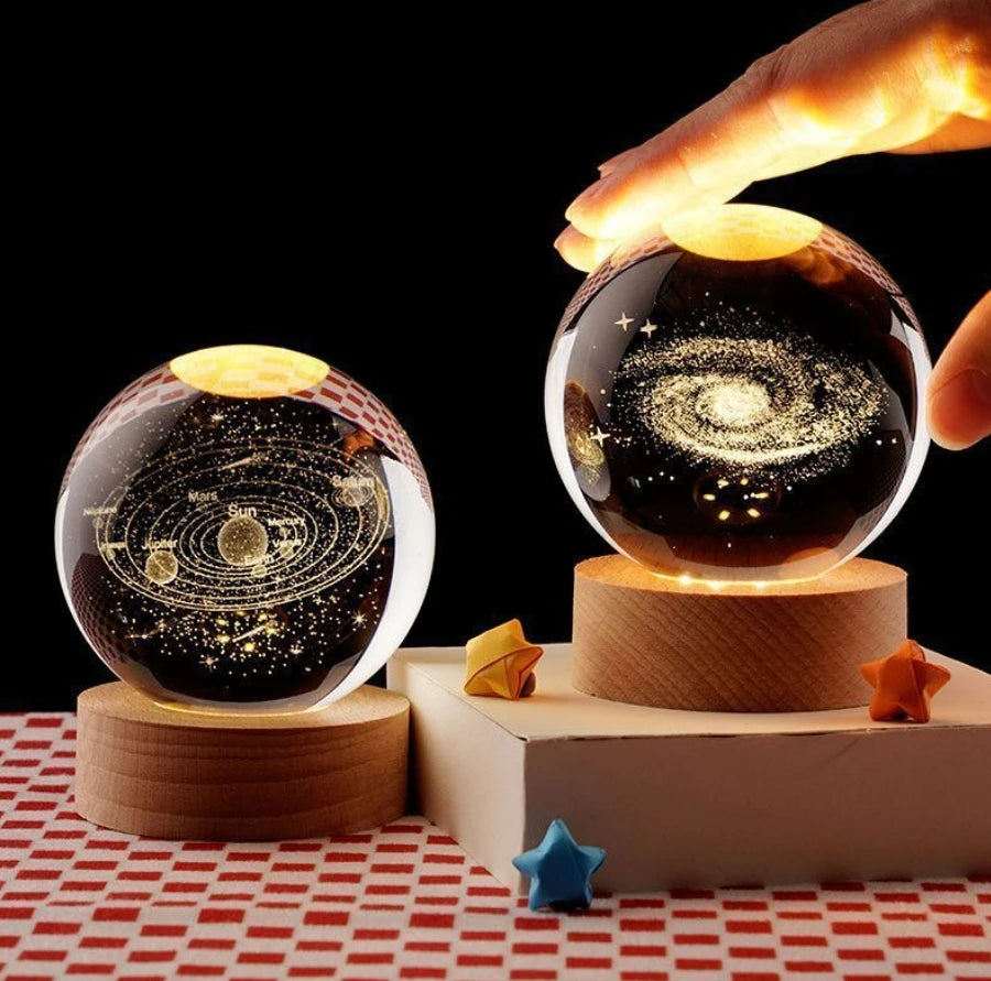 LED Night Light Galaxy Crystal Ball Table Lamp 3D Planet Moon Glowing Planetary.