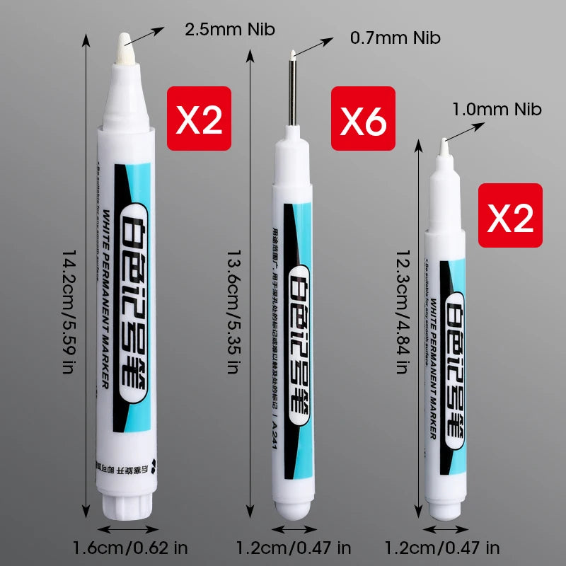 White Marker Oily Fine Tip Courier Waterproof Non-Fading, Card Tire Glass Highlighter.