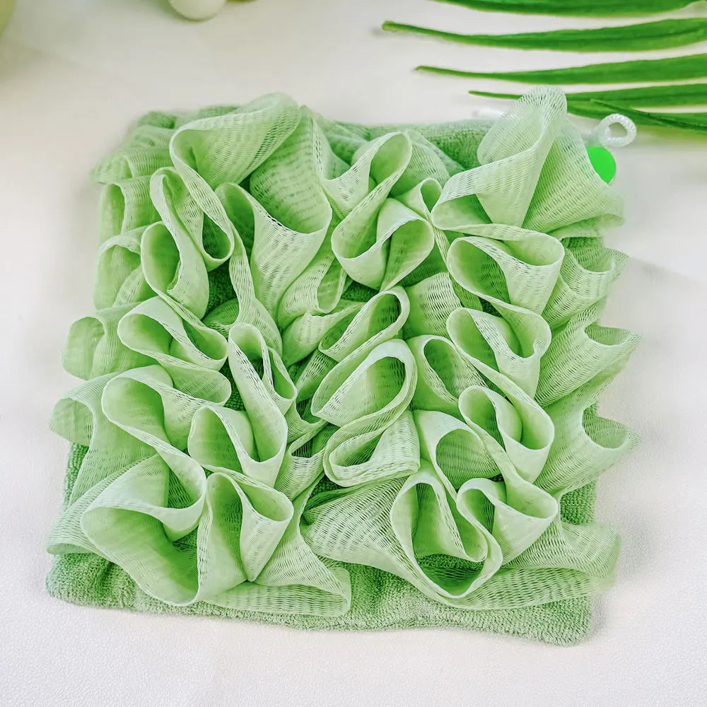 2-In-1 Bath Ball Towel Loofah With Drawstring Closure For Soap Soft Exfoliating Mesh Shower Sponge Skin Care Bathing Tool