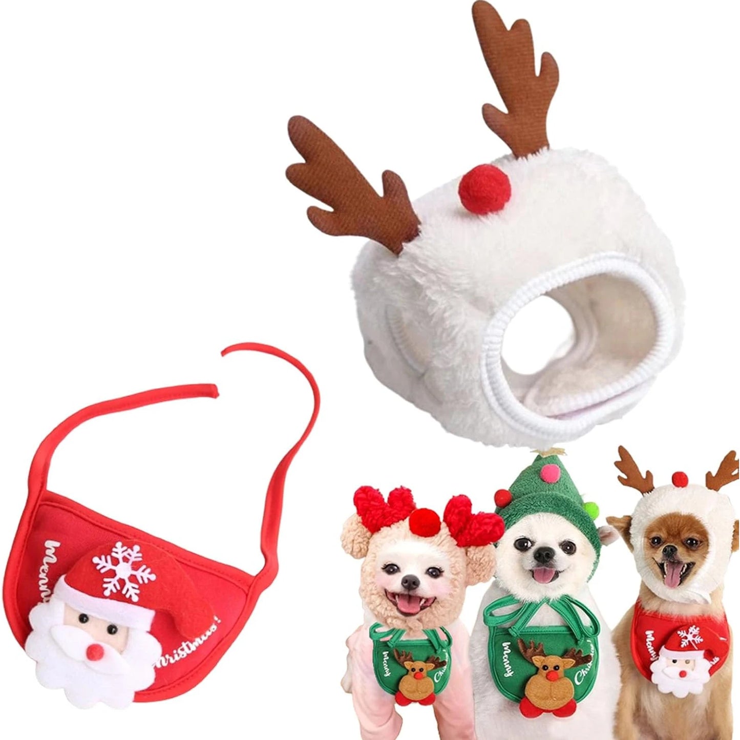 Christmas Tree Pom-Pom Hat, Dog Santa Hat.