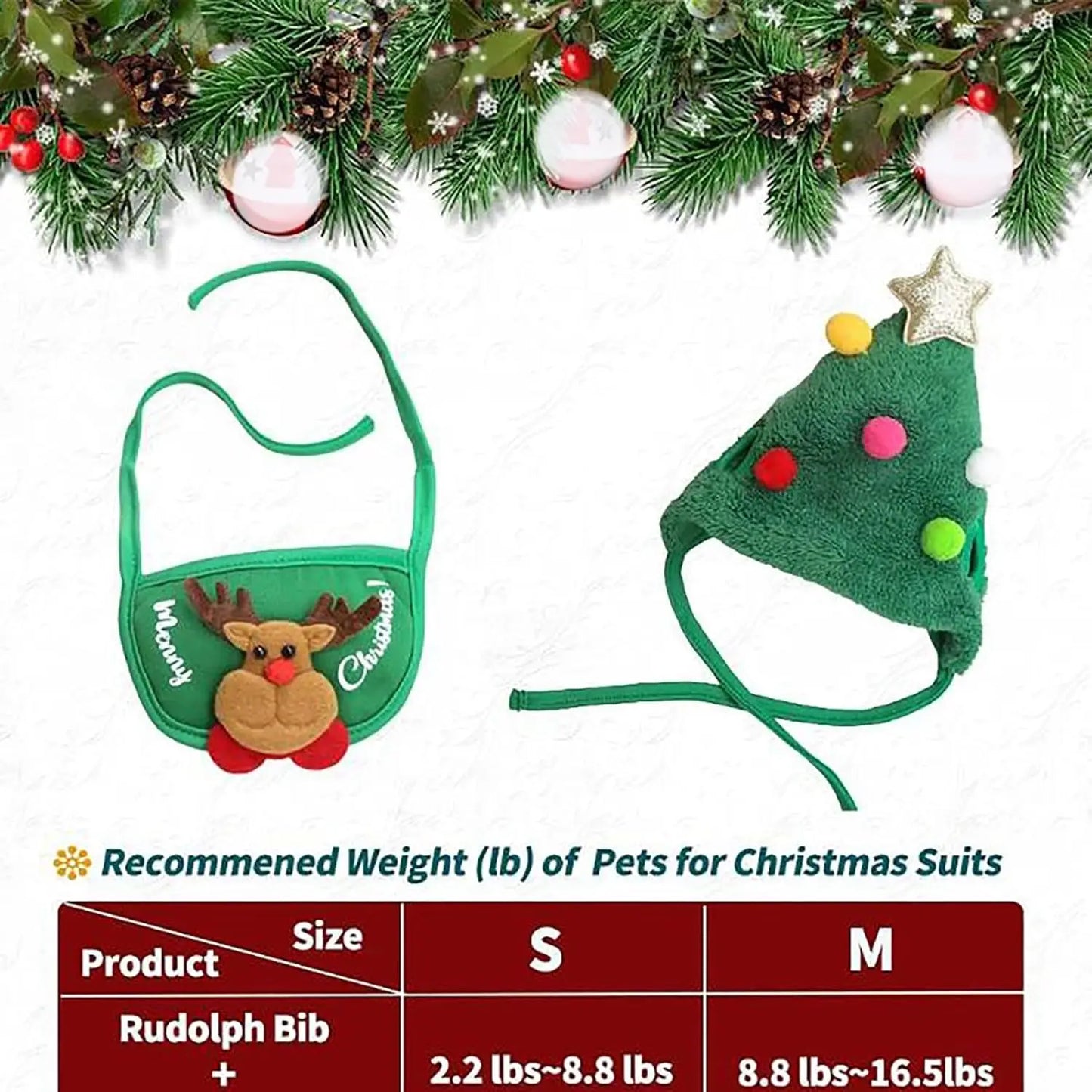 Christmas Tree Pom-Pom Hat, Dog Santa Hat.