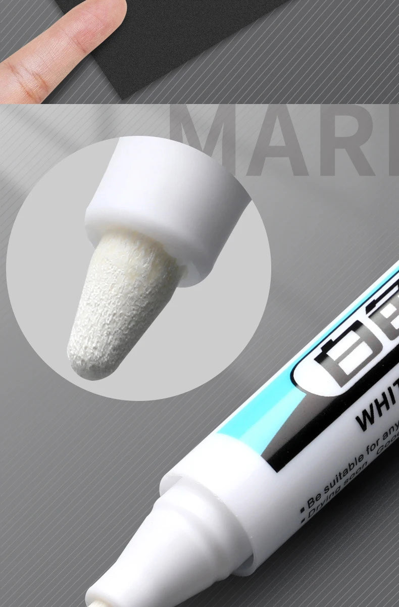 White Marker Oily Fine Tip Courier Waterproof Non-Fading, Card Tire Glass Highlighter.
