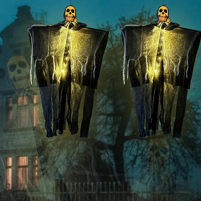 1pcs Halloween Glowing Skull Skeleton Gauze Hanging Ghost.