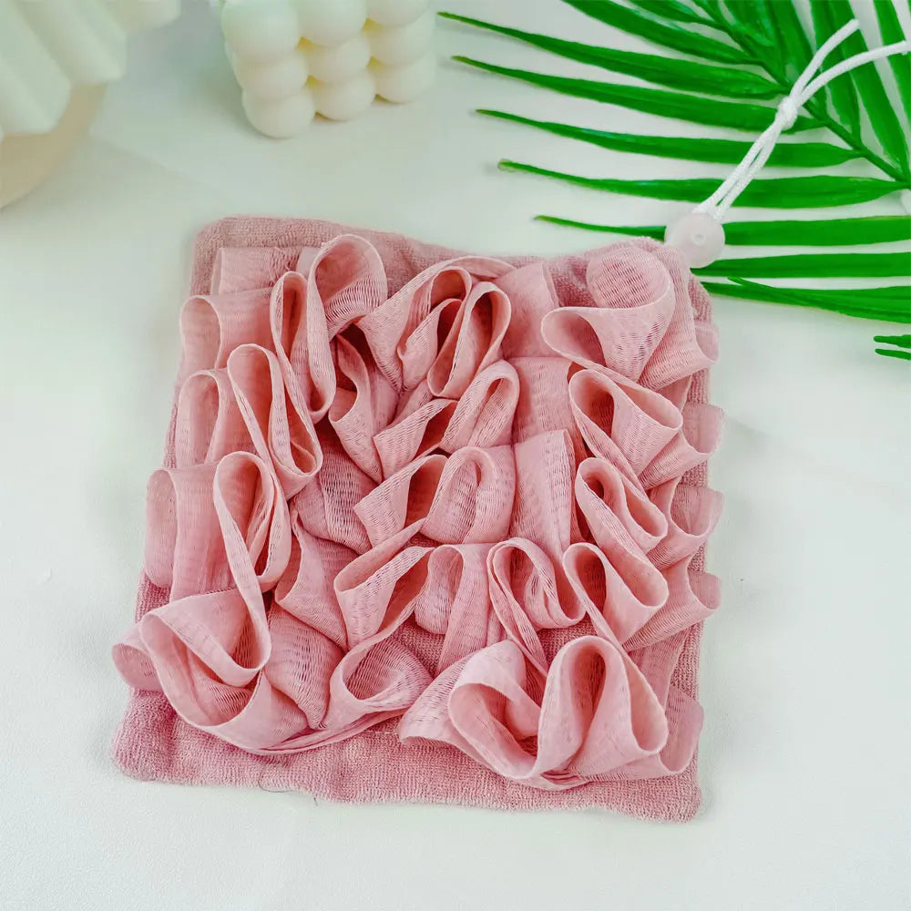 2-In-1 Bath Ball Towel Loofah With Drawstring Closure For Soap Soft Exfoliating Mesh Shower Sponge Skin Care Bathing Tool