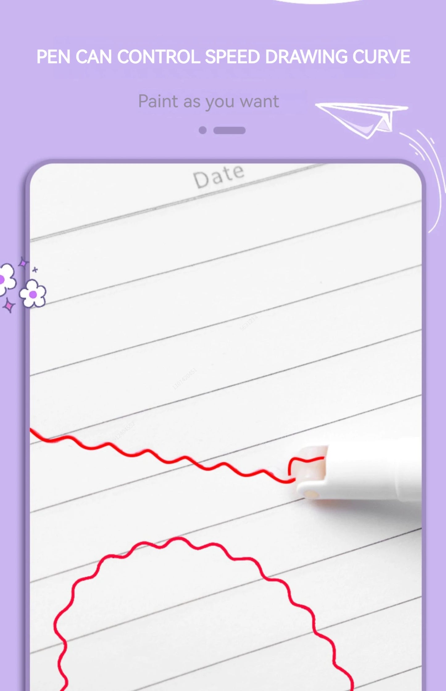 Flower Line Shape Highlighter Pen Roller Tip Curve Liner Marker.