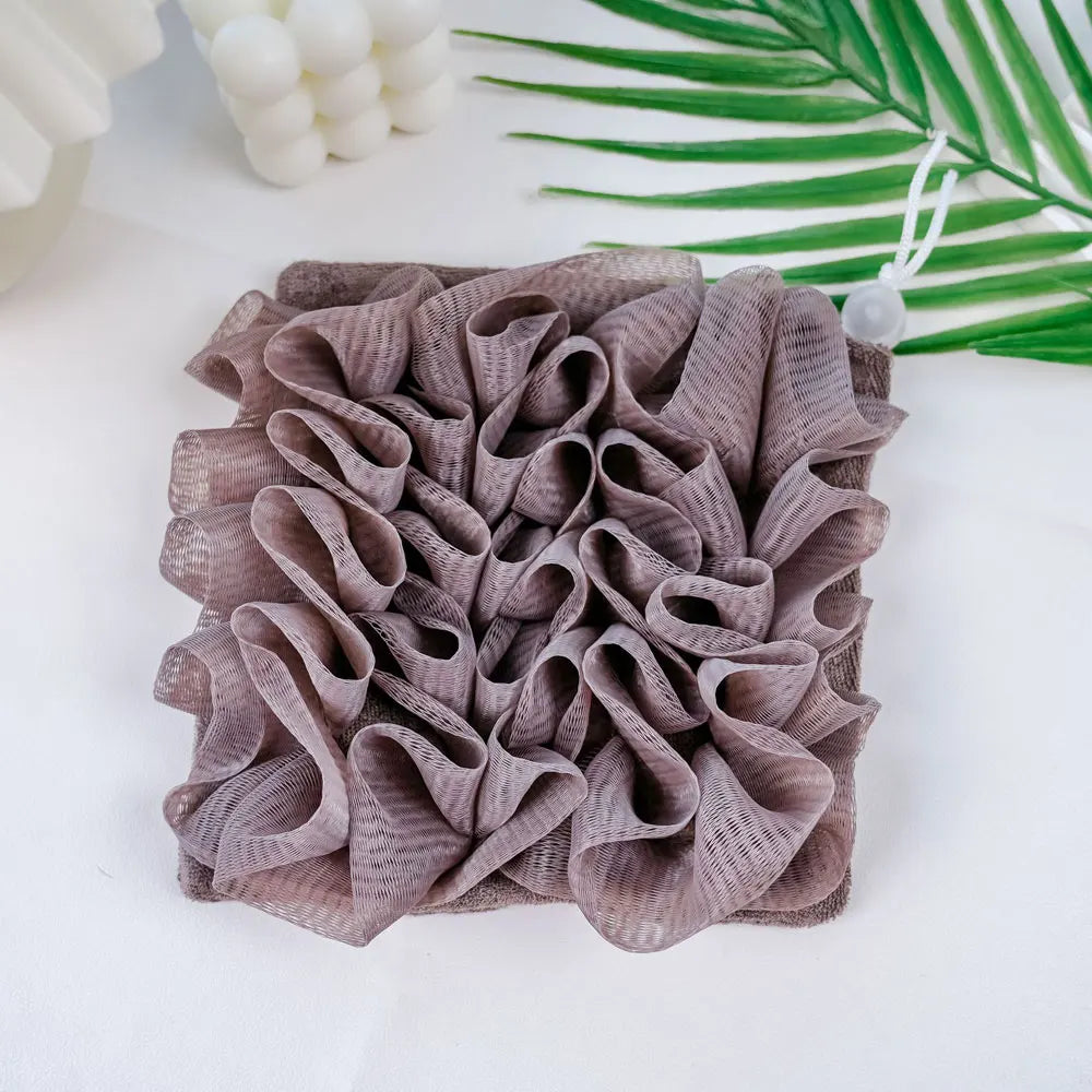 2-In-1 Bath Ball Towel Loofah With Drawstring Closure For Soap Soft Exfoliating Mesh Shower Sponge Skin Care Bathing Tool