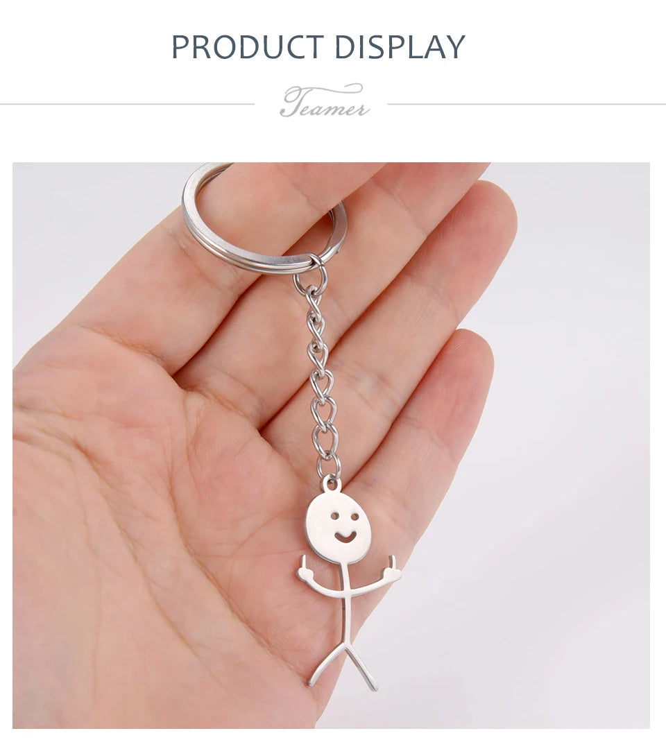 Teamer Funny Middle Finger Stickman Keychain