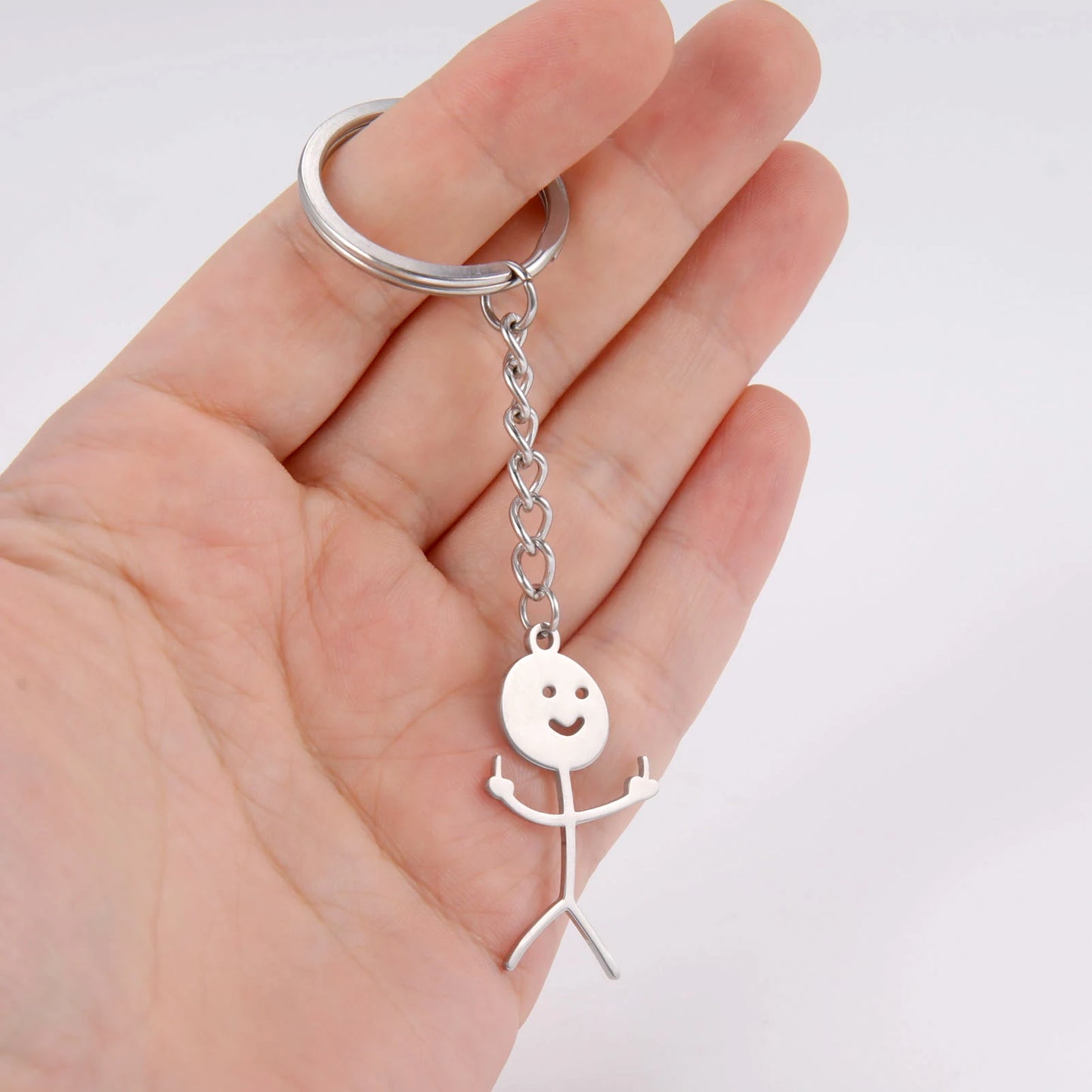 Teamer Funny Middle Finger Stickman Keychain