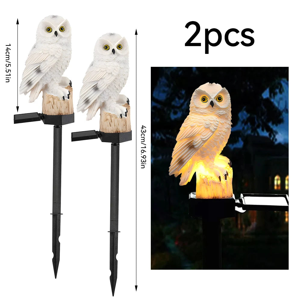 1 Pc Solar Sculpture Resin Owl Ground Plug Light.