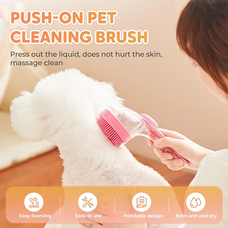 Pet Bath Brush 2025 New 2 In 1 Dog Bath Brush With Built-in Shampoo Dispenser Pet Wash Brush Dogs Cats Grooming Massage Brush