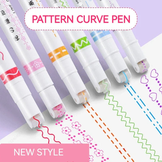 Flower Line Shape Highlighter Pen Roller Tip Curve Liner Marker.