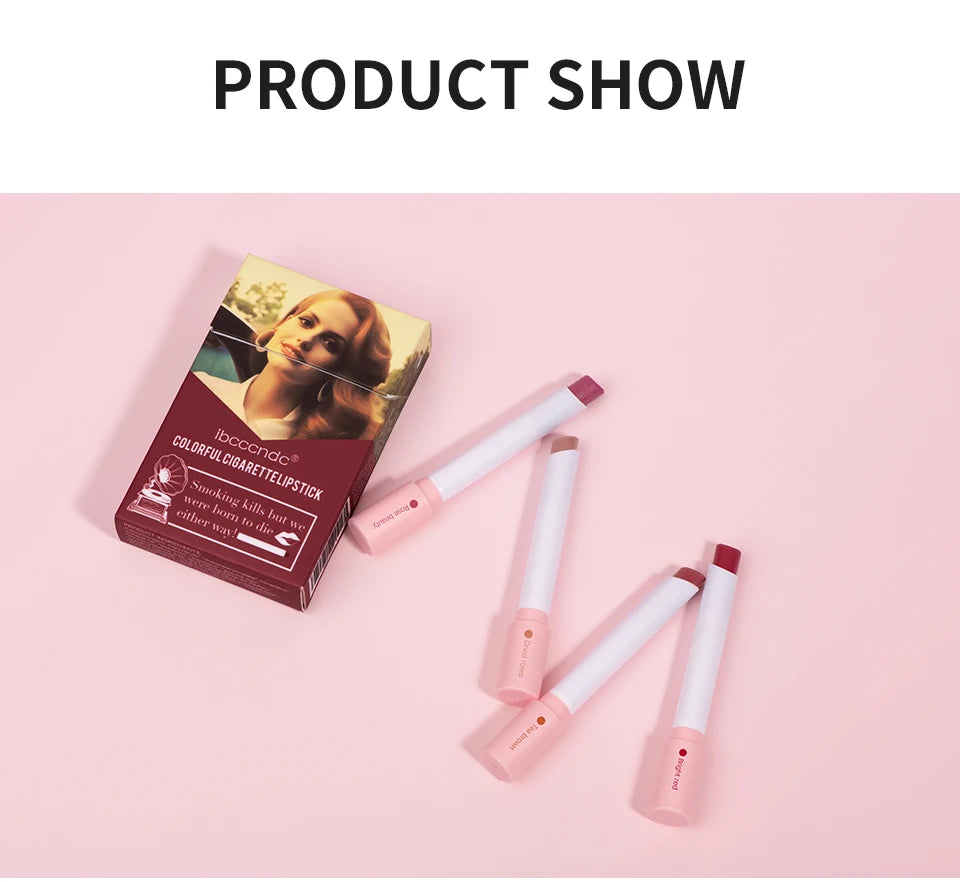 4 pcs/set Cigarette Lipstick Set Long Lasting Lip Glaze Matte Lip Gloss Waterproof.