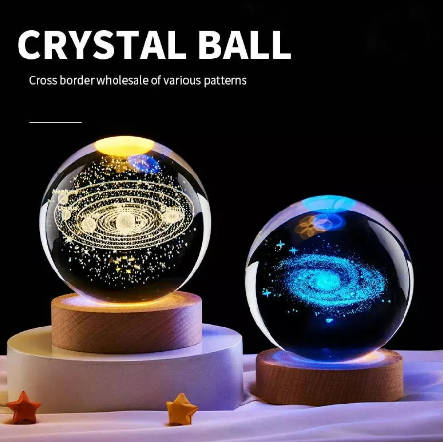 LED Night Light Galaxy Crystal Ball Table Lamp 3D Planet Moon Glowing Planetary.