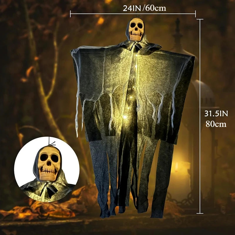 1pcs Halloween Glowing Skull Skeleton Gauze Hanging Ghost.