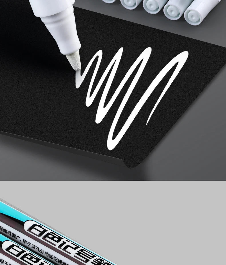 White Marker Oily Fine Tip Courier Waterproof Non-Fading, Card Tire Glass Highlighter.