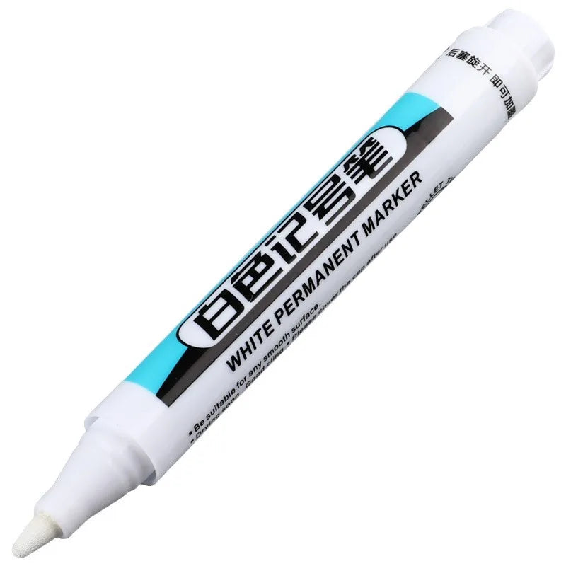 White Marker Oily Fine Tip Courier Waterproof Non-Fading, Card Tire Glass Highlighter.
