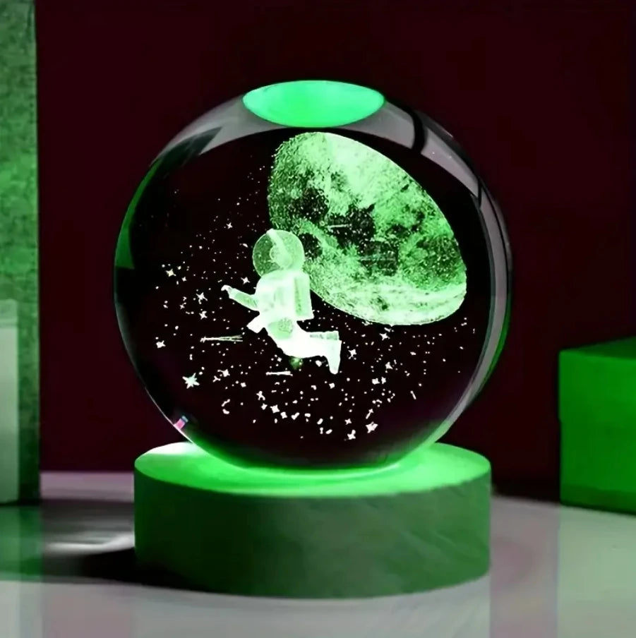 LED Night Light Galaxy Crystal Ball Table Lamp 3D Planet Moon Glowing Planetary.