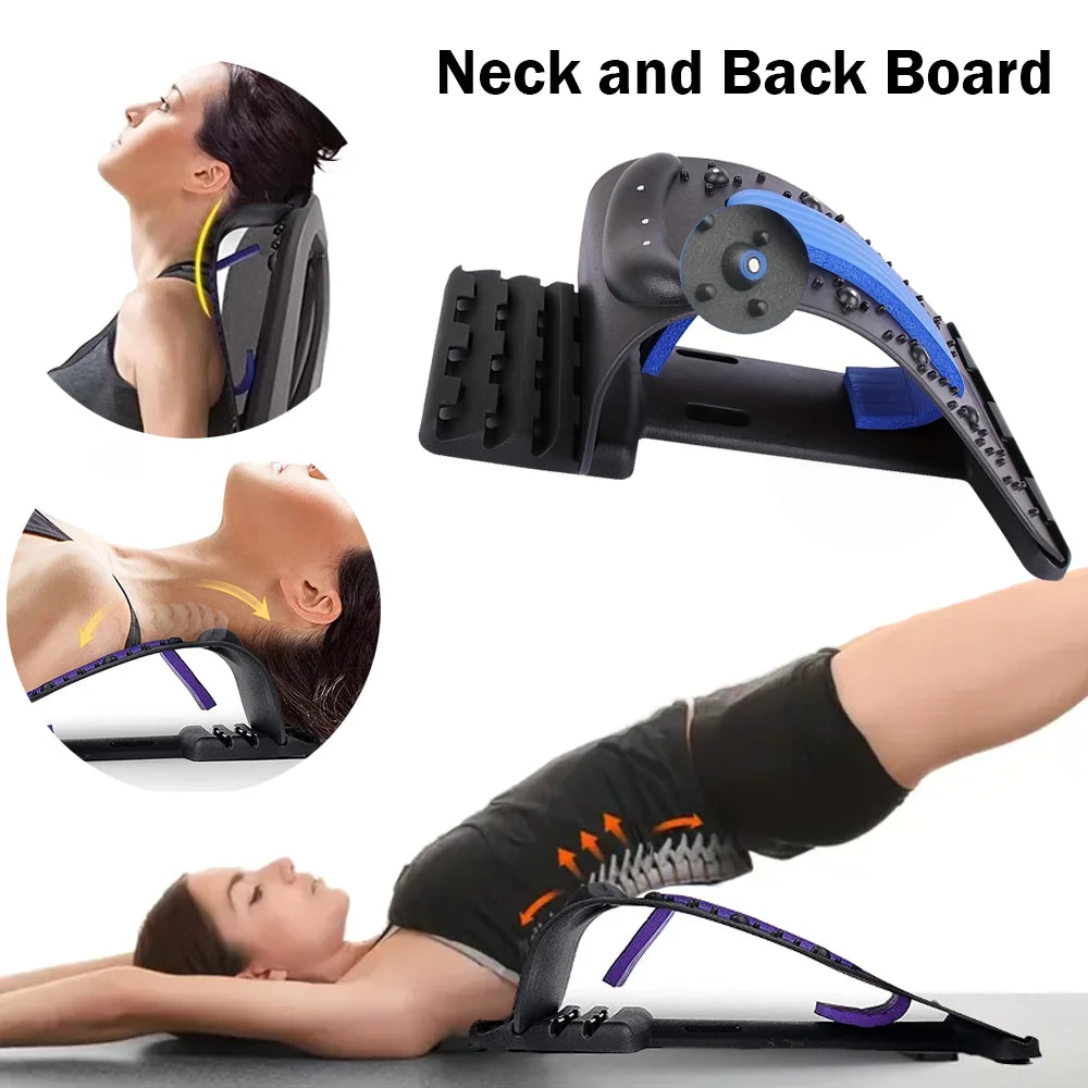 Back Stretcher Multi-Level Adjustable Back Cracker Board Lower Upper Lumbar Spine Support Pillow Waist Stretching Massage Device