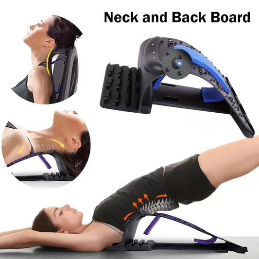 Back Stretcher Multi-Level Adjustable Back Cracker Board Lower Upper Lumbar Spine Support Pillow Waist Stretching Massage Device