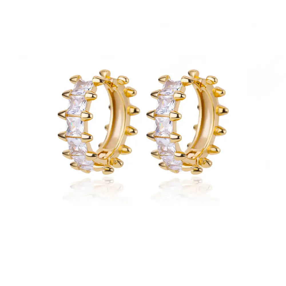 Shiny Zircon Circle Square Hoop Earrings for Women