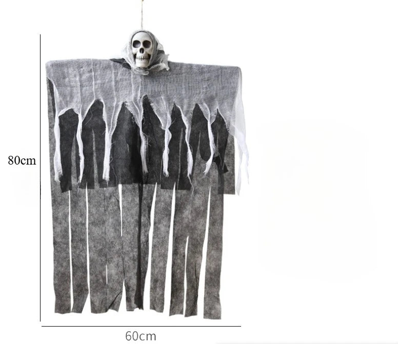 1pcs Halloween Glowing Skull Skeleton Gauze Hanging Ghost.