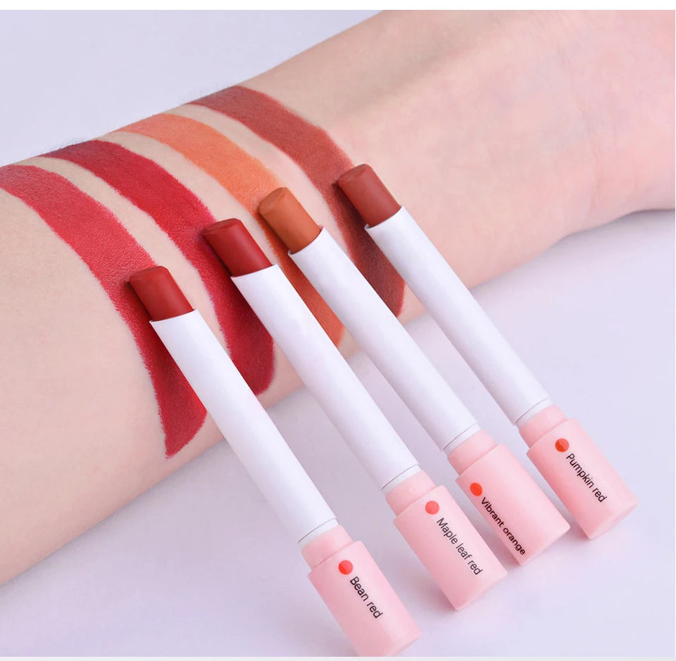4 pcs/set Cigarette Lipstick Set Long Lasting Lip Glaze Matte Lip Gloss Waterproof.