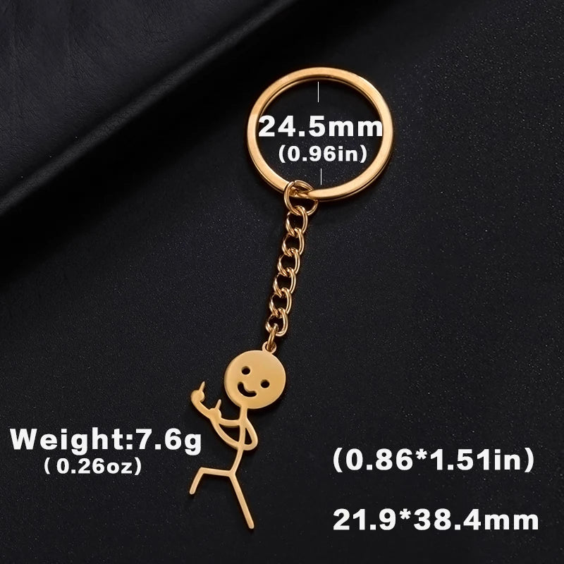 Teamer Funny Middle Finger Stickman Keychain
