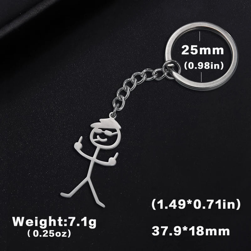 Teamer Funny Middle Finger Stickman Keychain