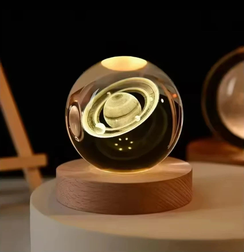 LED Night Light Galaxy Crystal Ball Table Lamp 3D Planet Moon Glowing Planetary.