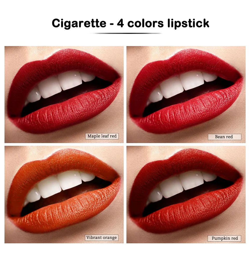 4 pcs/set Cigarette Lipstick Set Long Lasting Lip Glaze Matte Lip Gloss Waterproof.