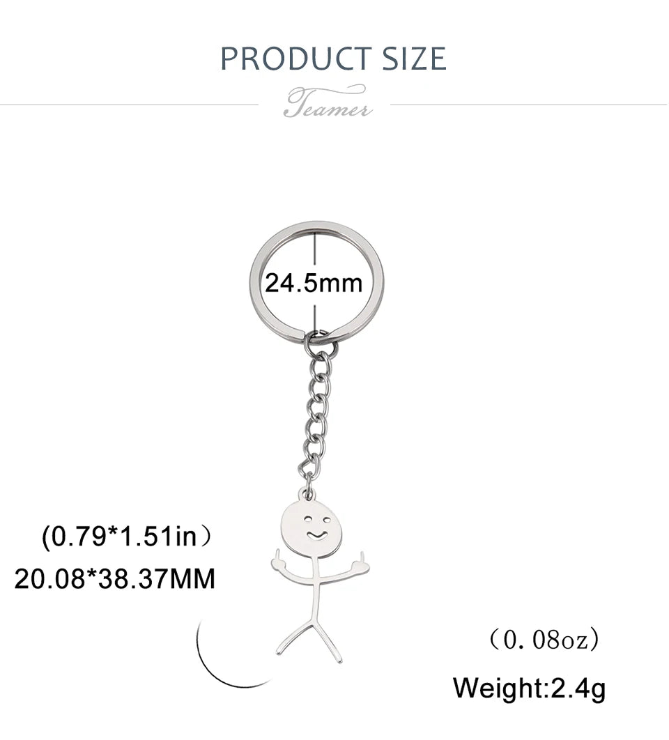 Teamer Funny Middle Finger Stickman Keychain