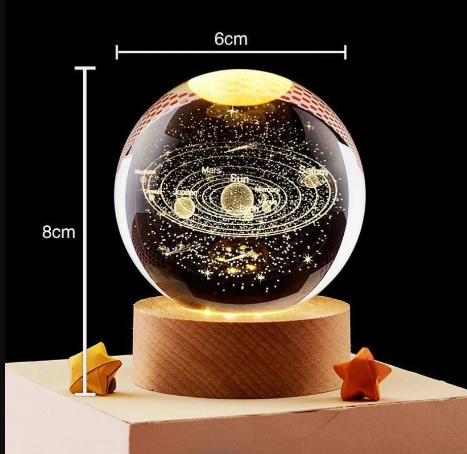 LED Night Light Galaxy Crystal Ball Table Lamp 3D Planet Moon Glowing Planetary.